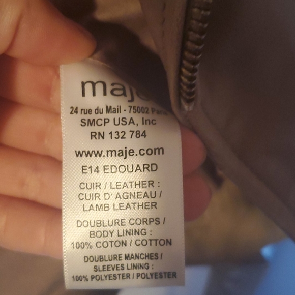 MAJE eduoard lambskin leather jacket 36 bnwot - Picture 2 of 3